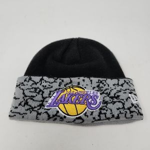 Los Angeles Lakers New Era Hardwood Classics HWC Beanie Hat Black Cement Gray